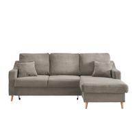 Ecksofa Valentina Cord ca. 228x150 cm Graubraun - Graubraun/Naturfarben, Design, Holz/Textil (228/150cm) - P & B