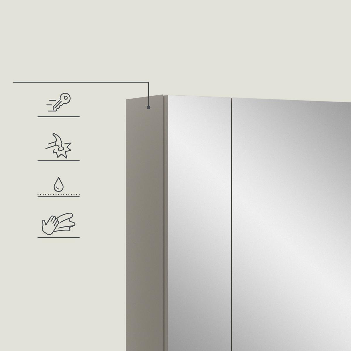 Spiegelschrank Ice Kaschmir - Trend, Glas/Holzwerkstoff (60/70/18cm) - MID.YOU