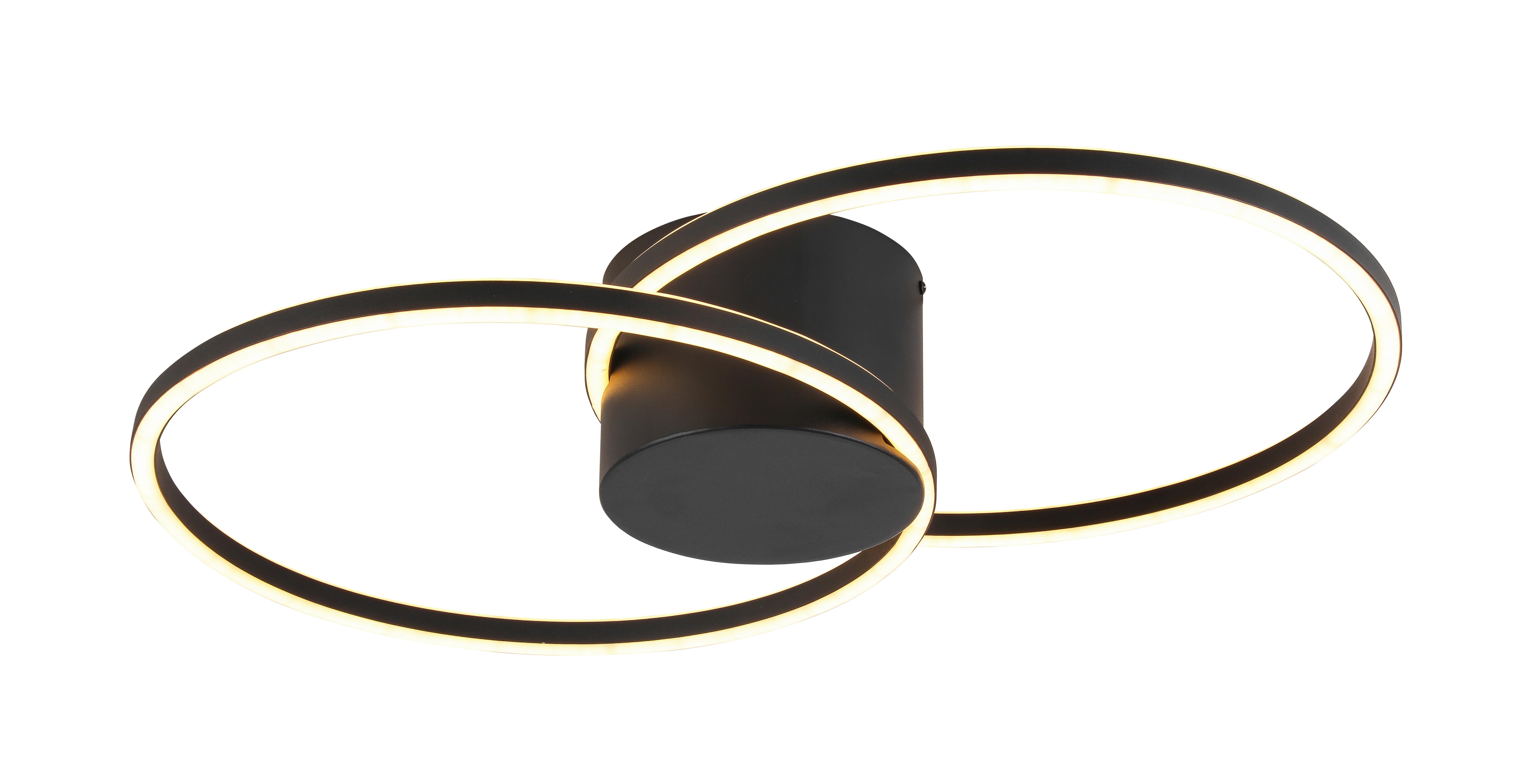 LED Mennyezeti Lámpa Elian - Fekete, modern, Műanyag/Fém (71/45/13cm) - Visiona