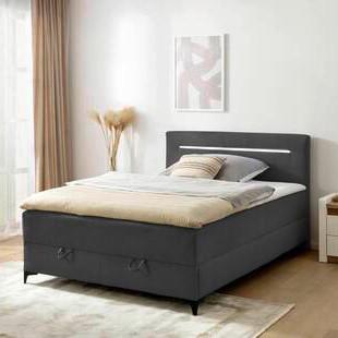 PAT TIP BOXSPRING JERRY - gri închis, Konventionell, textil (140/200cm) - Mömax