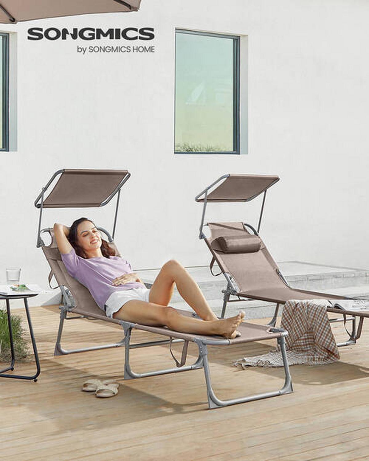 Sonnenliege Großer Liegesessel Taupe - Taupe, Basics, Textil/Metall (53/29,5/193cm) - Modante