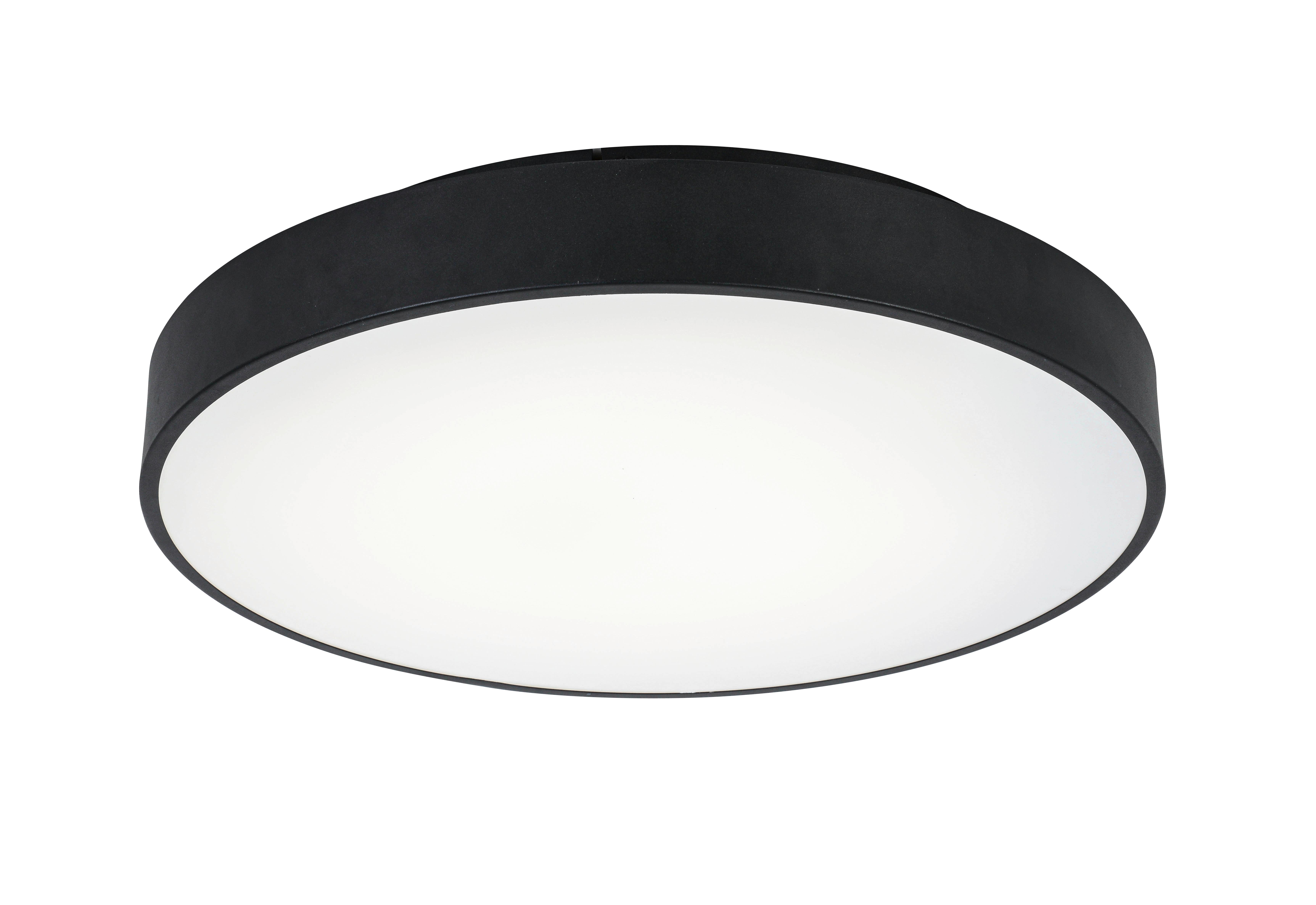 LED-Deckenleuchte Flache Schwarz max. 48 Watt - Schwarz, MODERN, Kunststoff/Metall (50/9cm) - Mömax