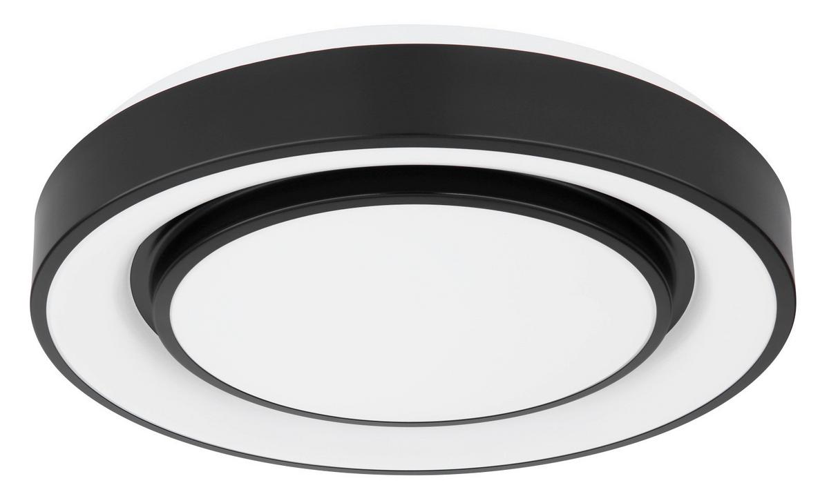 LED-Deckenleuchte Sully in Schwarz max. 24 Watt - Opal/Schwarz, Design, Kunststoff/Metall (38/7.5cm) - Globo