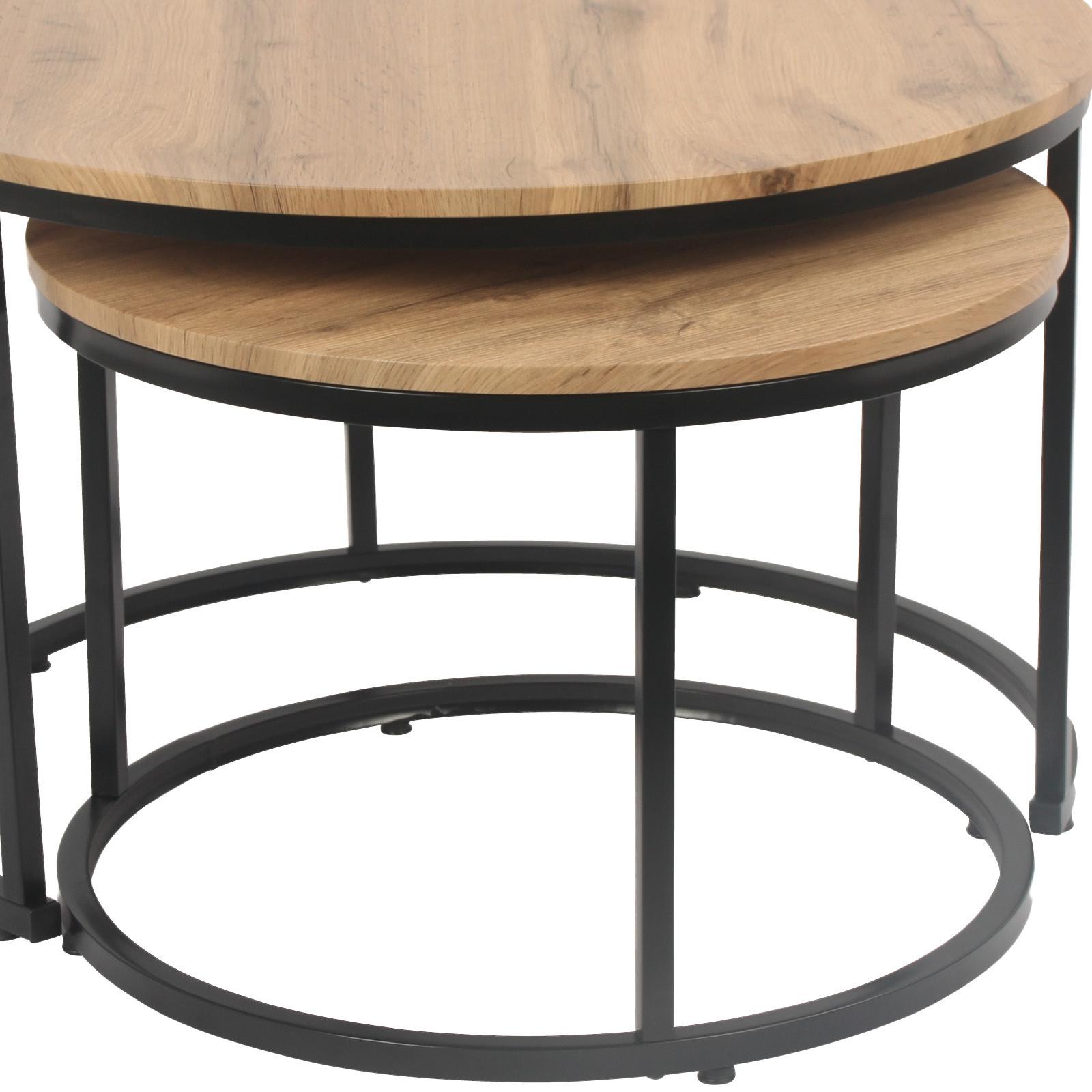 Masă auxiliară DUO - culoare natur/negru, Modern, metal/material pe bază de lemn (53-43/45-35cm) - Modern Living