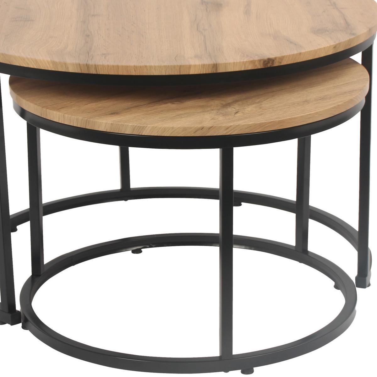 Masă auxiliară DUO - culoare natur/negru, Modern, metal/material pe bază de lemn (53-43/45-35cm) - Modern Living