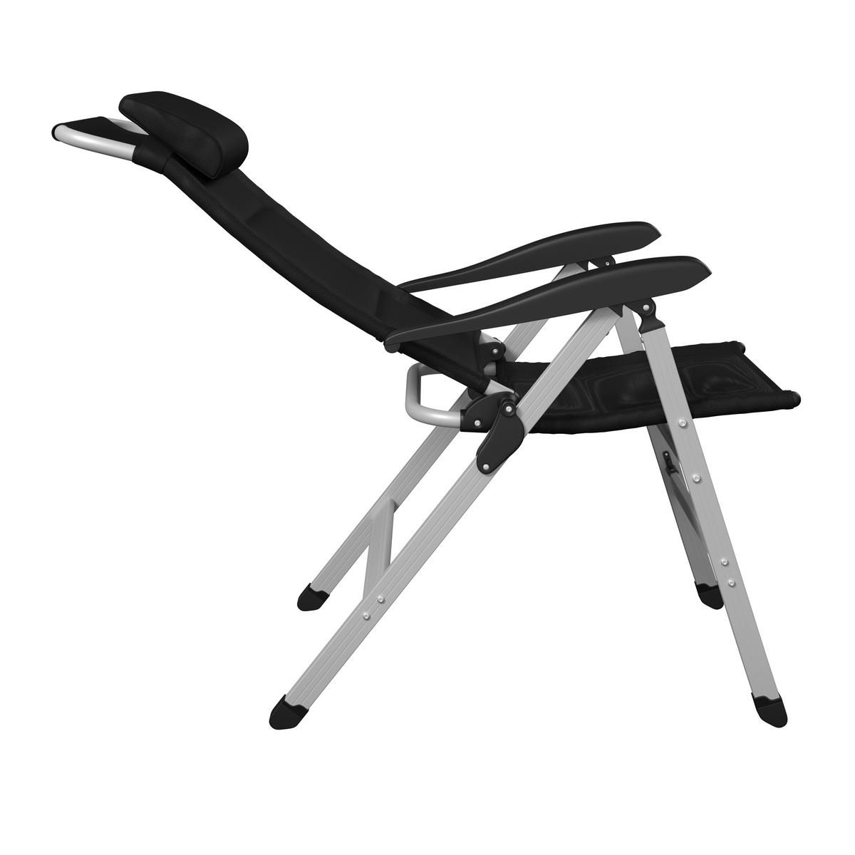 Gartenstuhl Geri Schwarz/Silberfarben - Silberfarben/Schwarz, Basics, Textil/Metall (74/117/60cm)