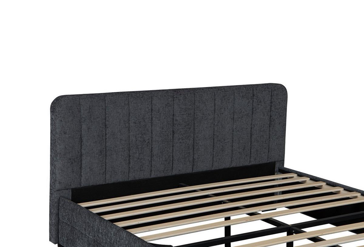 Ágykeret Ágyráccsal Box Space Eco - szürke, Konventionell, faalapú anyag/textil (160/200cm)