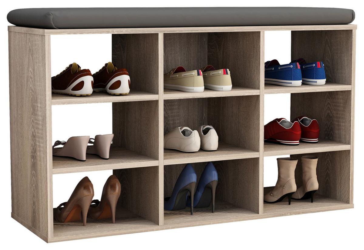 Schuhregal HINSOL Sonoma Eiche ca. 80x50x30cm - Sonoma Eiche, Design, Holzwerkstoff (80/50/30cm) - MID.YOU