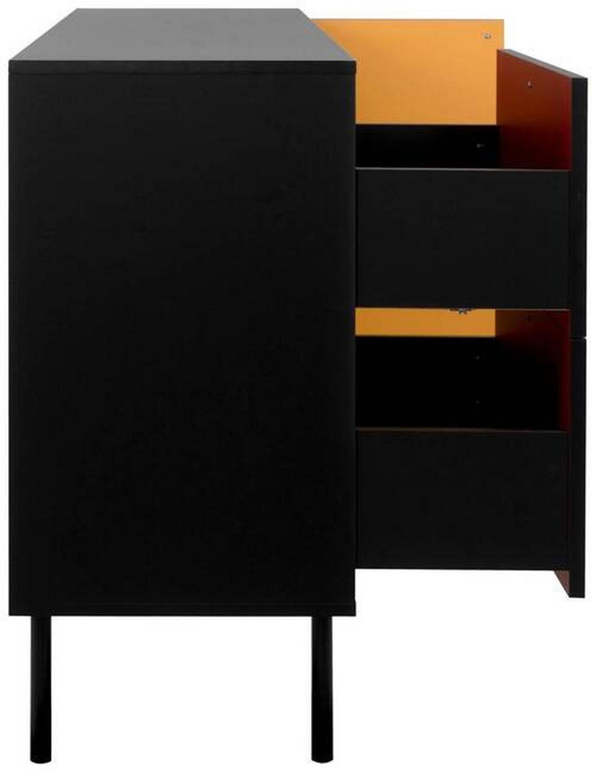 Tálalószekrény Lucca - fekete/többszínű, Design, faalapú anyag/fém (146/81/40cm) - MID.YOU