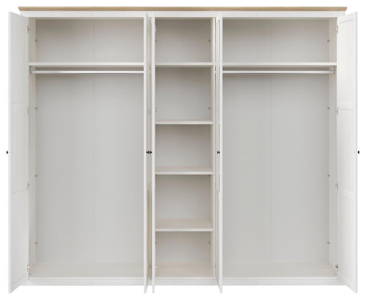 Garderobna Omara Korsika, Barve Pinije, Barve Hrasta - črna/barve hrasta, Romantika, kovina/leseni material (258,1/219,7/62cm) - Mömax