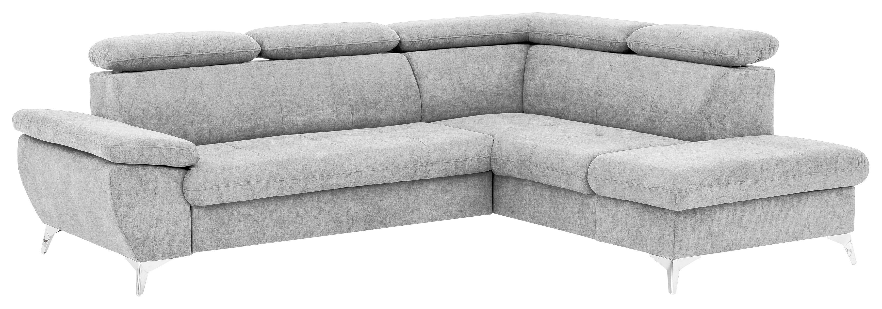 Sarokkanapé Gisele - világosszürke, Modern, textil (256/83/209cm)