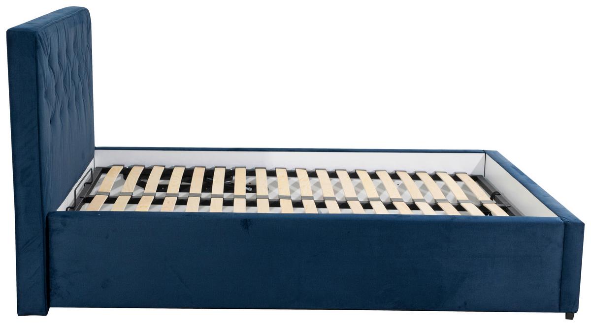 Polsterbett Granda ca. 140x200 cm Dunkelbau - Chromfarben/Kernbuche, MODERN, Holz/Textil (140/200cm) - MID.YOU