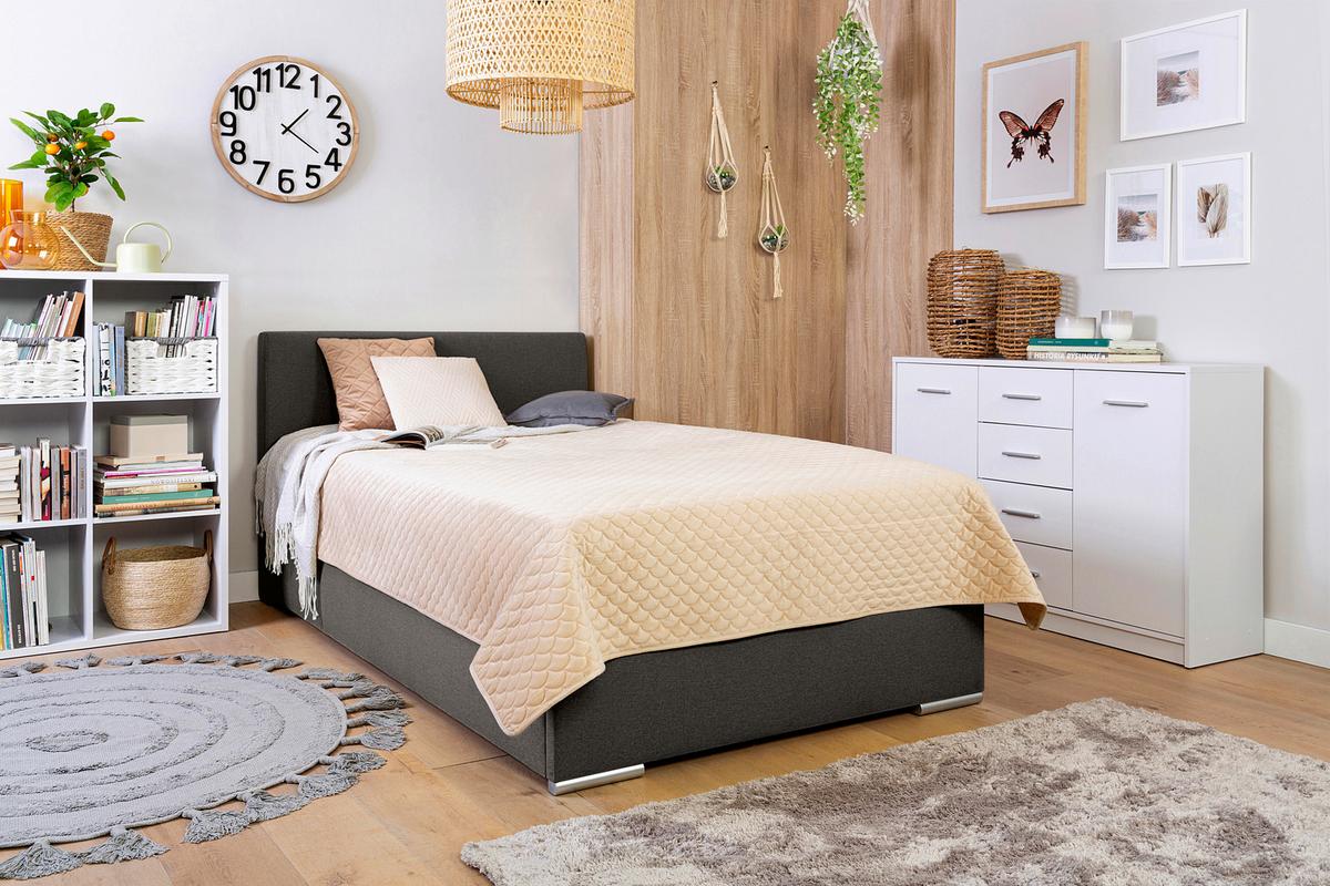 Tapecirani Krevet Cosi - boje kroma/antracit, Konvencionalno, drvo/metal (120/200cm)