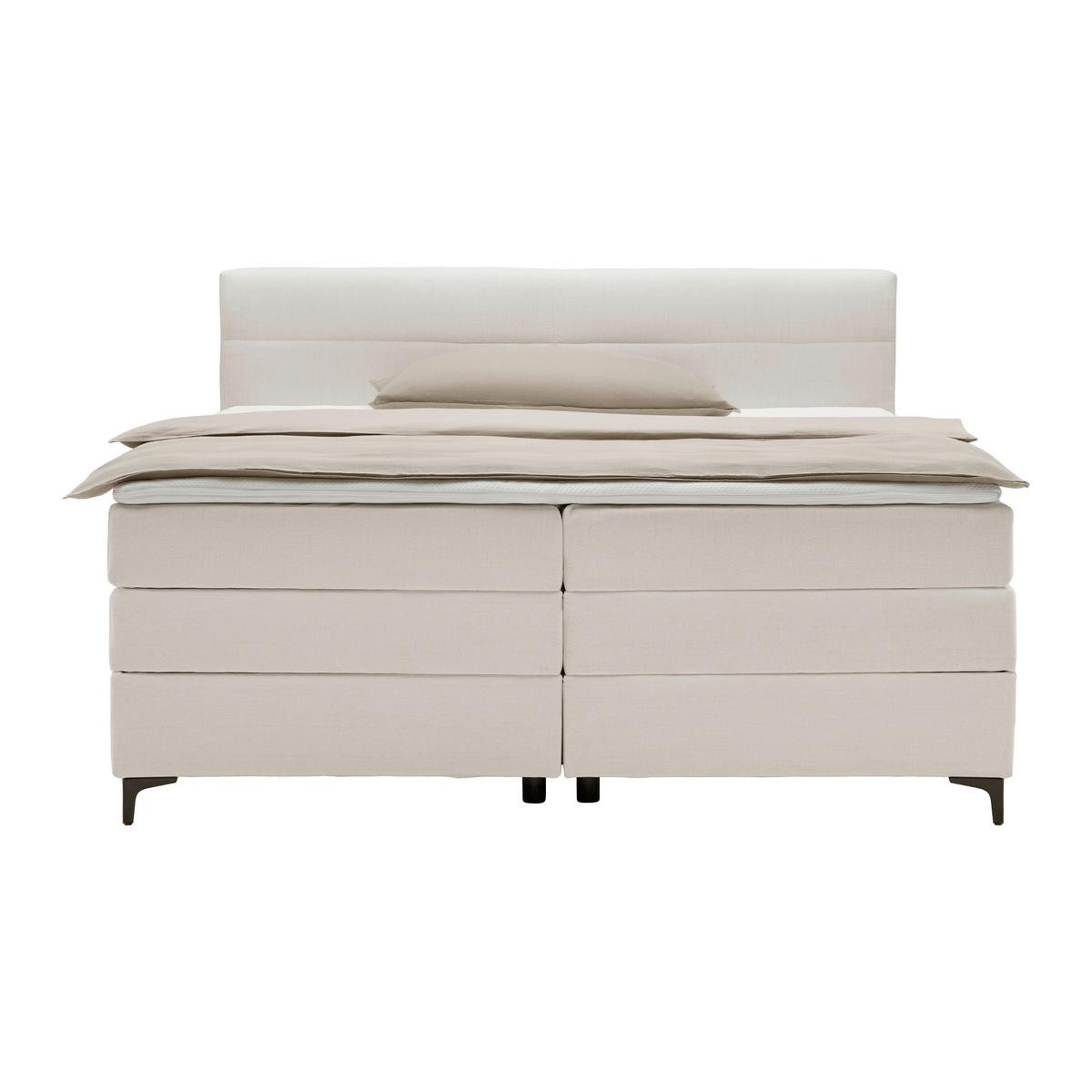 Boxspringbett Bari Creme ca. 200x200cm - Creme/Schwarz, KONVENTIONELL, Textil/Metall (200/200cm) - Mömax