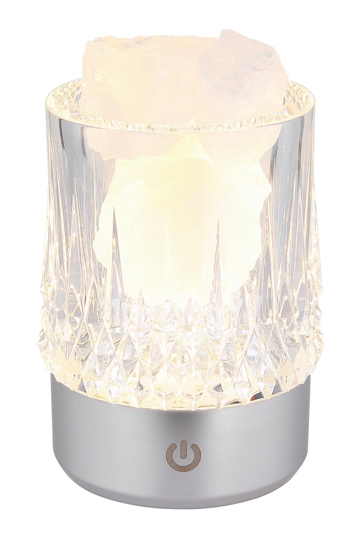 AKKU-TISCHLEUCHTE 21044S LIZZY - Weiss/Transparent, Basics, Kunststoff/Stein (7,8/10,5cm) - Globo