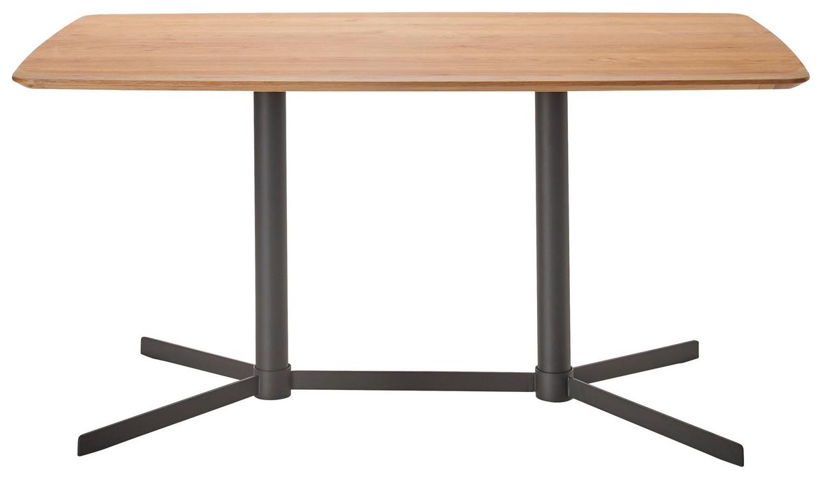 Esstisch Valetta Schwarz/Eiche Echtholz ca. 160x90x76 - Eichefarben/Schwarz, MODERN, Holz/Holzwerkstoff (160/90/76cm) - Premium Living