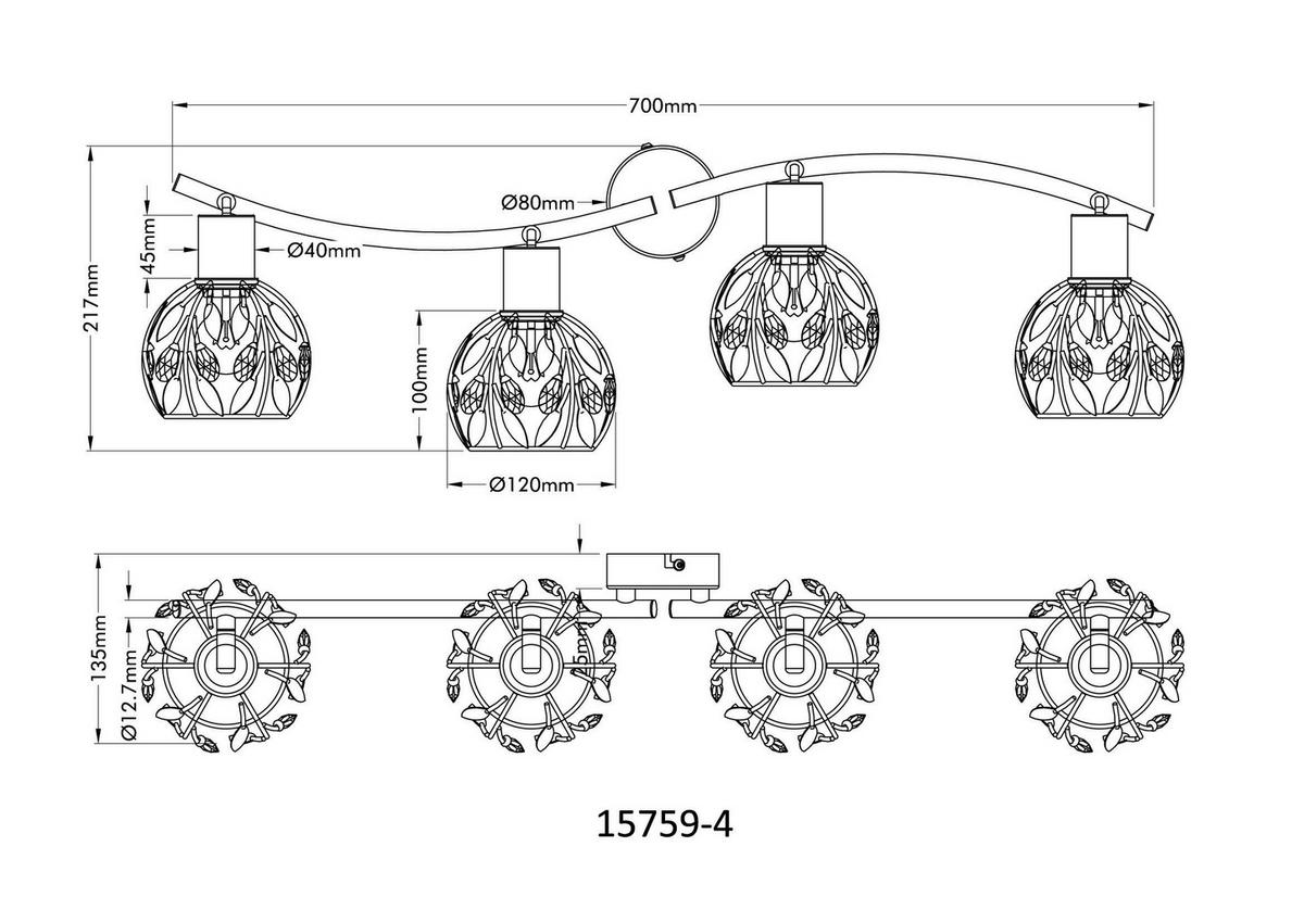 STRAHLER 15759-4 MIKA - Klar/Goldfarben, Basics, Kunststoff/Metall (70/12/15,5cm) - Globo