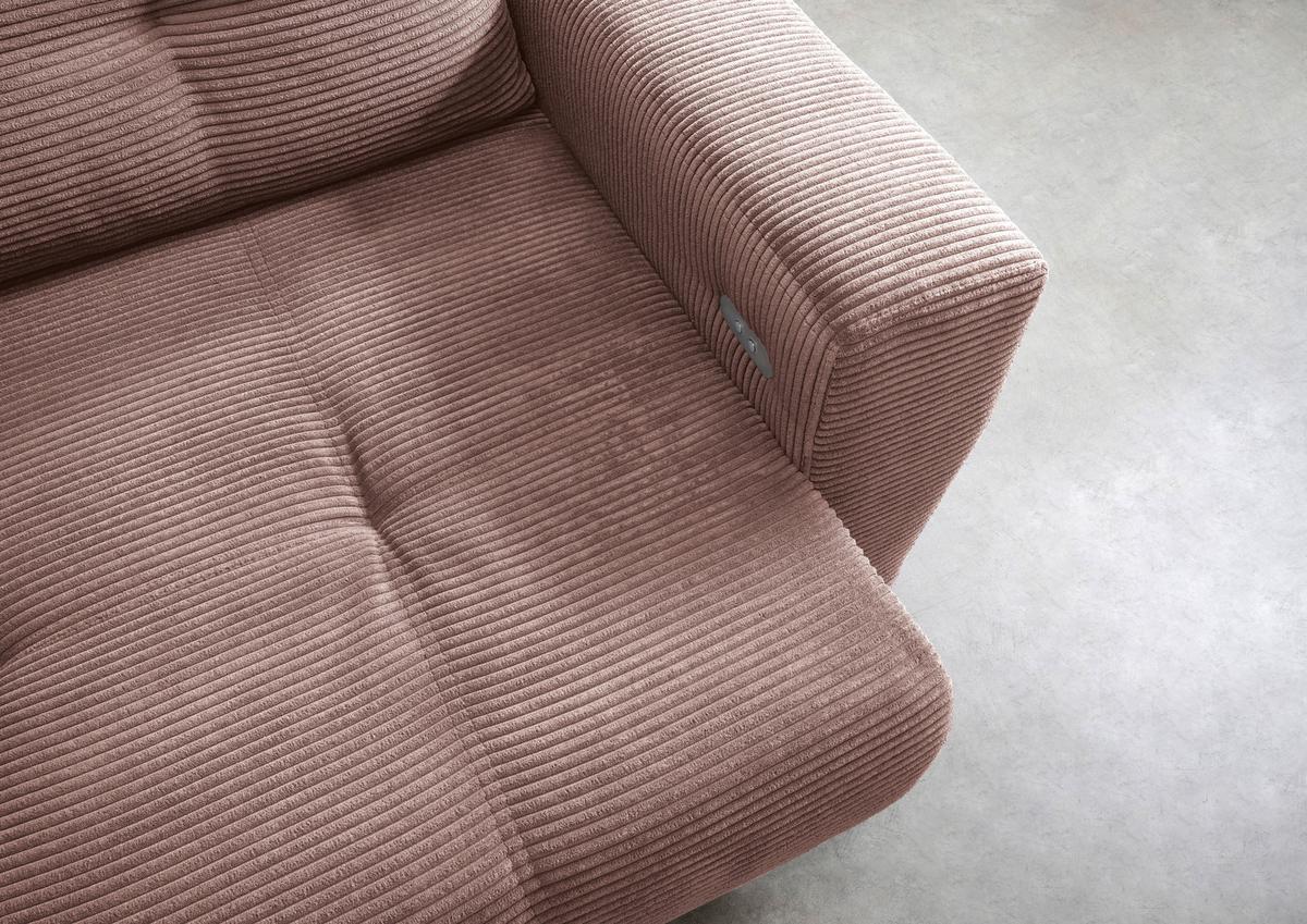 Wohnlandschaft Restato Rosa Cord - Schwarz/Rosa, MODERN, Holz/Textil (177/246cm) - MID.YOU