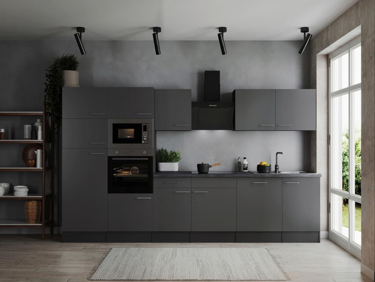 Kuhinjski Blok Z Aparati Oliver, 340cm - srebrne barve/siva, Design, kovina/leseni material (340cm) - Respekta