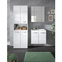 Badezimmer Ice 4-tlg. ca. 120 cm Weiß - Weiß Hochglanz/Silberfarben, MODERN, Keramik/Holzwerkstoff (120cm) - MID.YOU