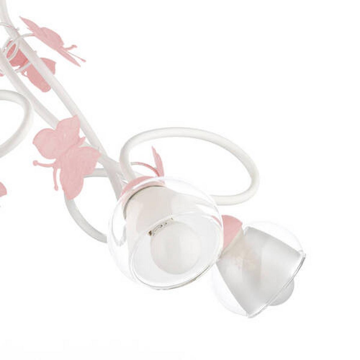 Kinderhängeleuchte Butterfly Weiß/Pink max. 6 Watt - Pink/Weiß, Basics, Glas/Metall (70/80cm)