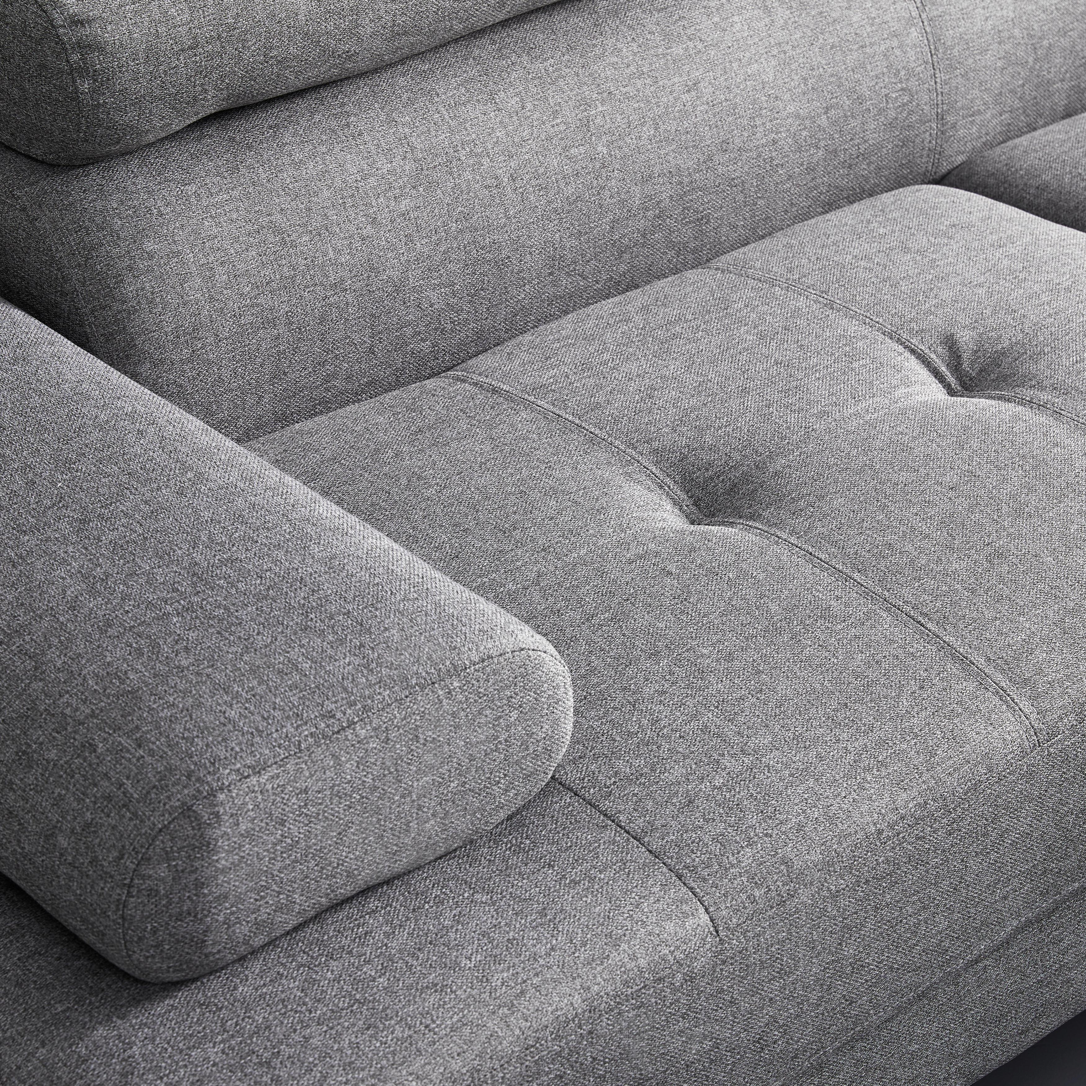 HÖRNSOFFA EMELY - ljusgrå/kromfärg, Modern, metall/trä (267/196cm) - Bessagi Home
