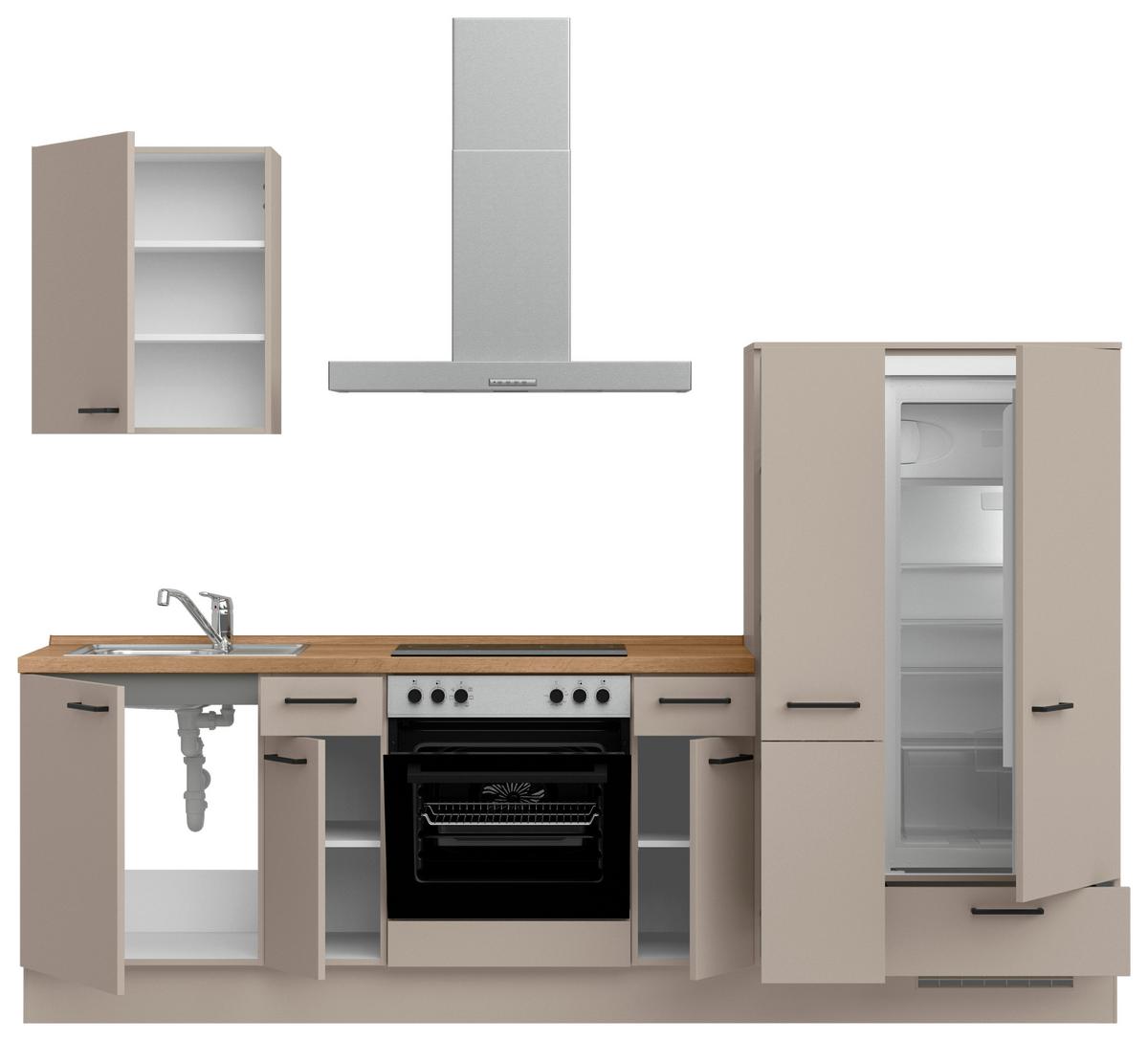 Küchenleerblock Easytouch Low o. Geräte Sandfarben - Sandfarben/Eichefarben, MODERN, Holzwerkstoff/Metall (270cm) - Nobilia