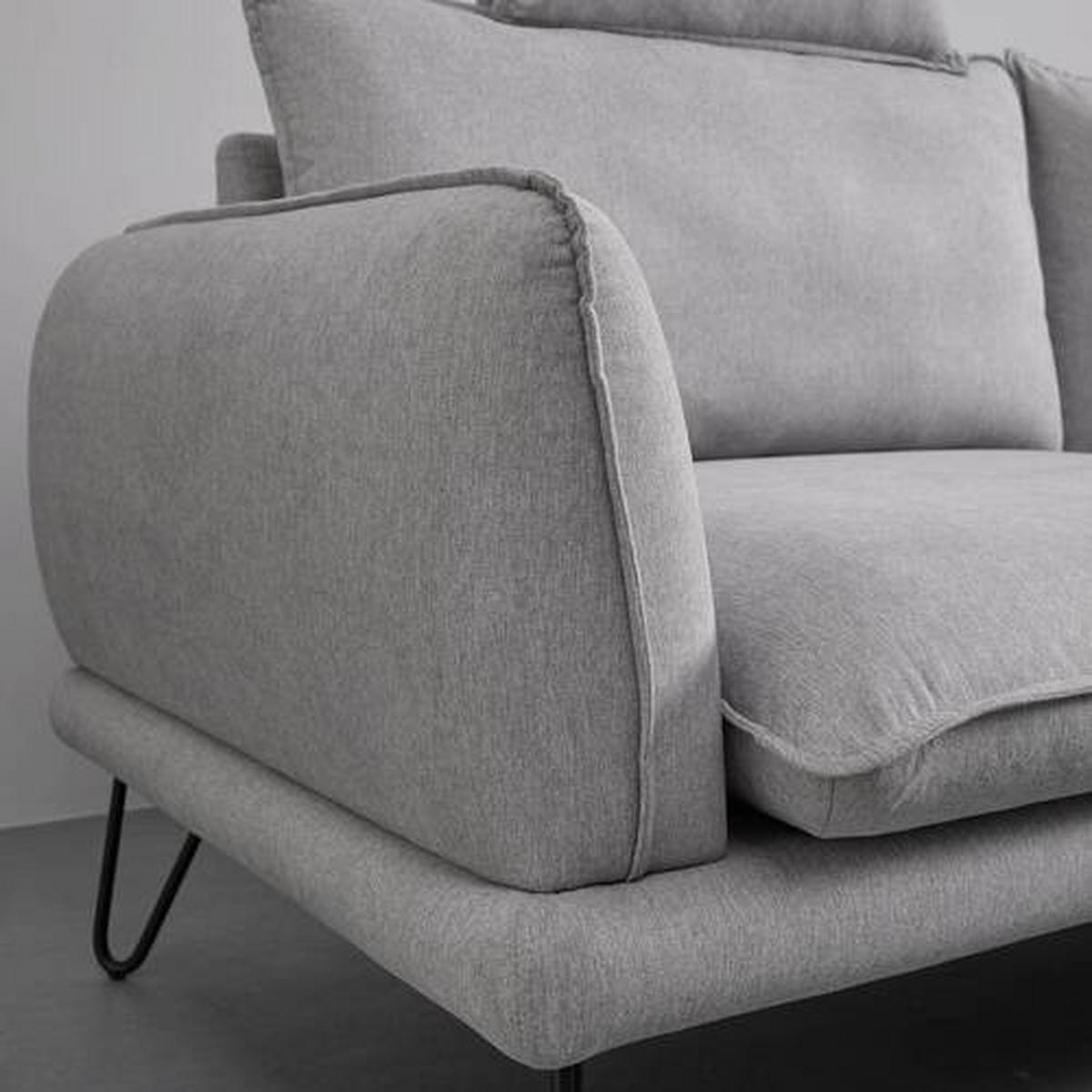 Wohnlandschaft hellgrau, "Malia" - Hellgrau/Schwarz, Modern, Holz/Textil (268/103/234cm) - Bessagi Home