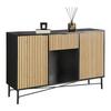 Sideboard Madrid Schwarz/Naturfarben massiv - Eichefarben/Schwarz, MODERN, Holz/Holzwerkstoff (143/90/40cm) - Mömax