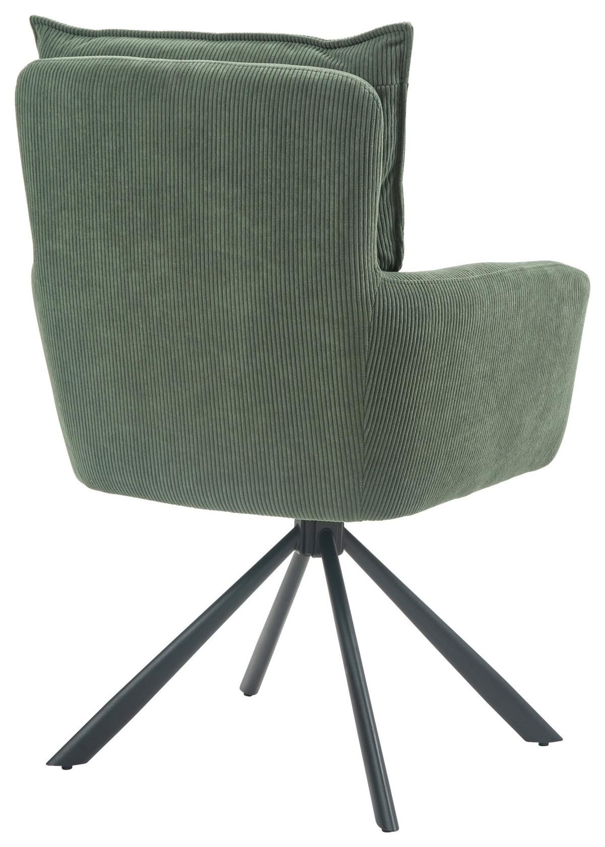 KRZESŁO Z PODŁOKIETNIKAMI POINT -EXKLUSIV- - czarny/oliwkowa zieleń, Design, metal/tkanina (60/95/67cm) - Novel