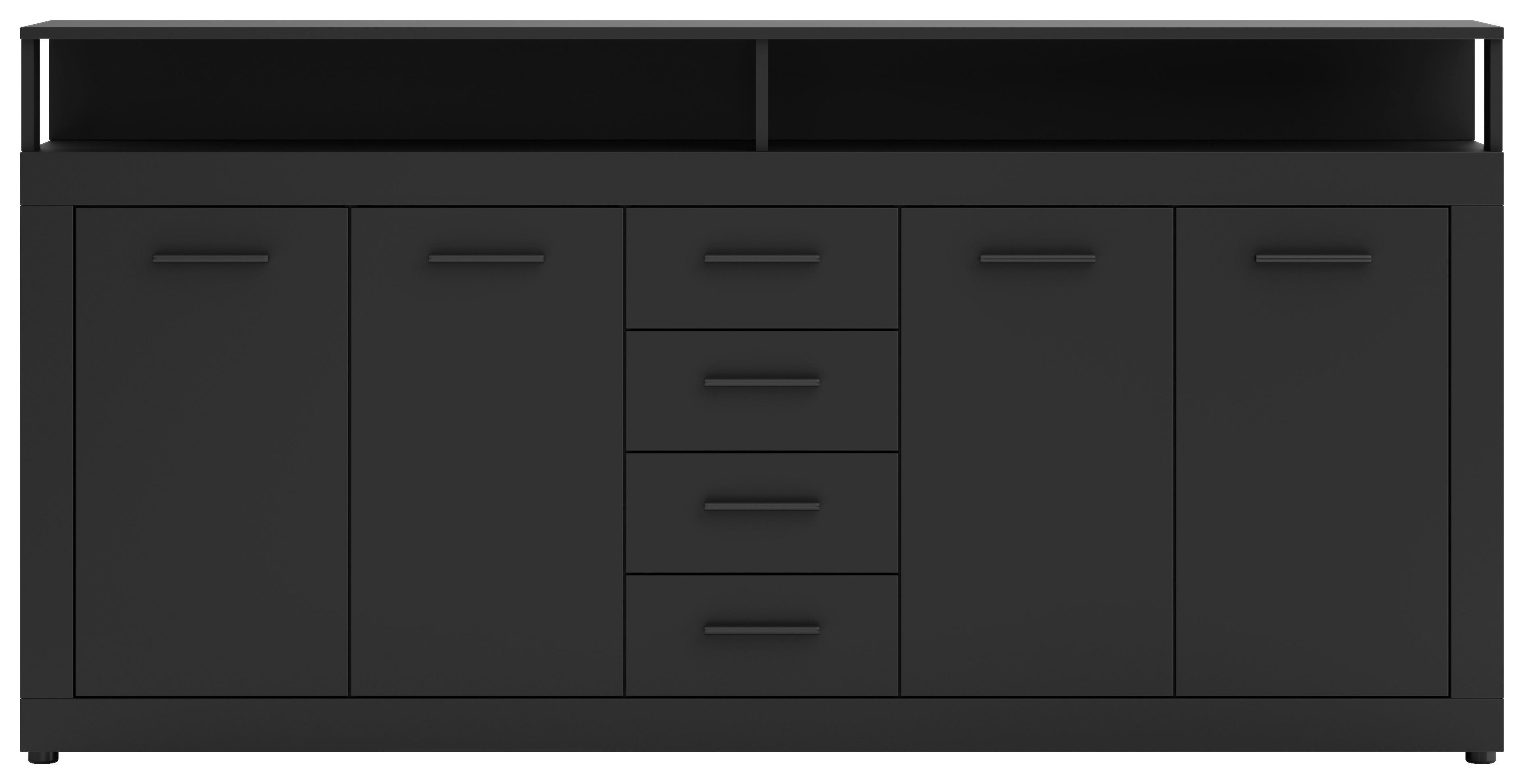 Široka Komoda Lupo, Antracit - antracit, Design, umetna masa/leseni material (190/96/32cm) - MID.YOU