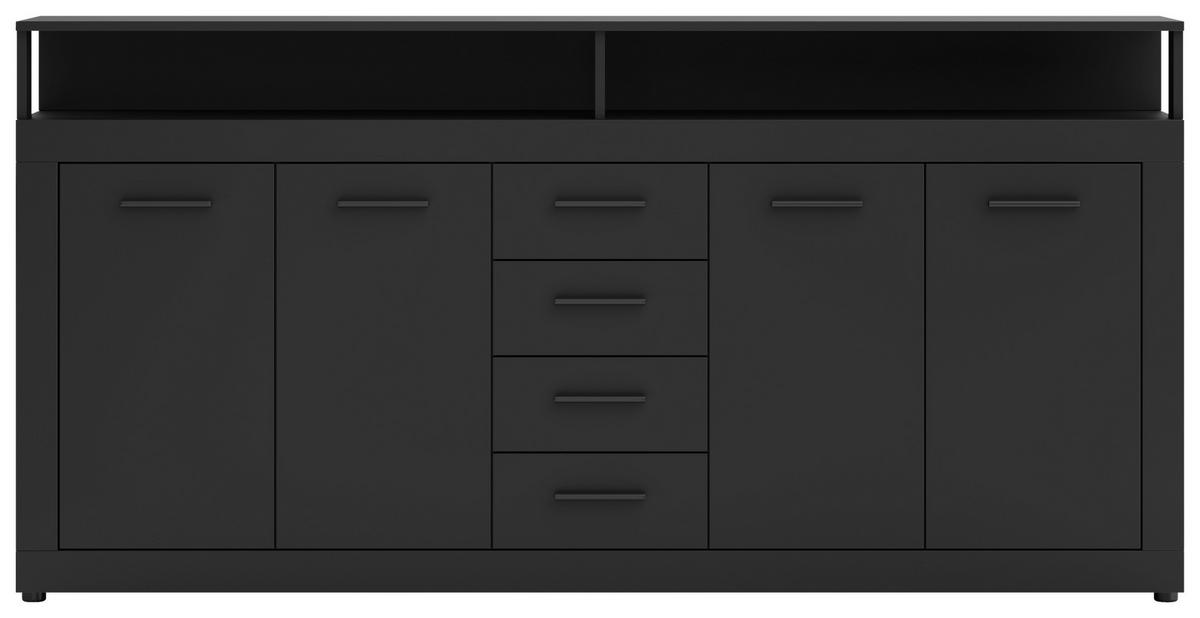 Široka Komoda Lupo, Antracit - antracit, Design, umetna masa/leseni material (190/96/32cm) - MID.YOU