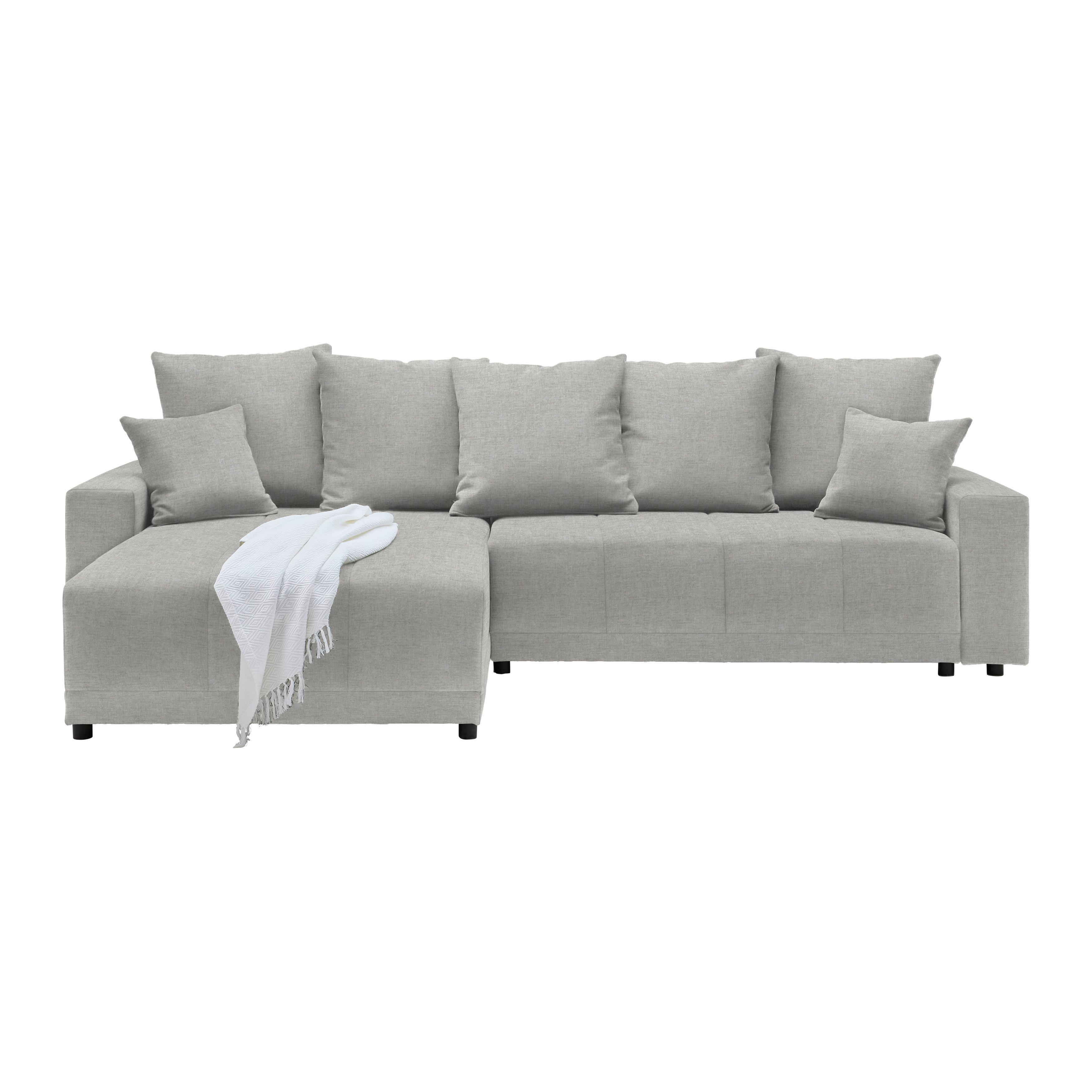 Ecksofa Alatri Grau - Silberfarben/Schwarz, MODERN, Kunststoff/Textil (289/90/176cm) - Based