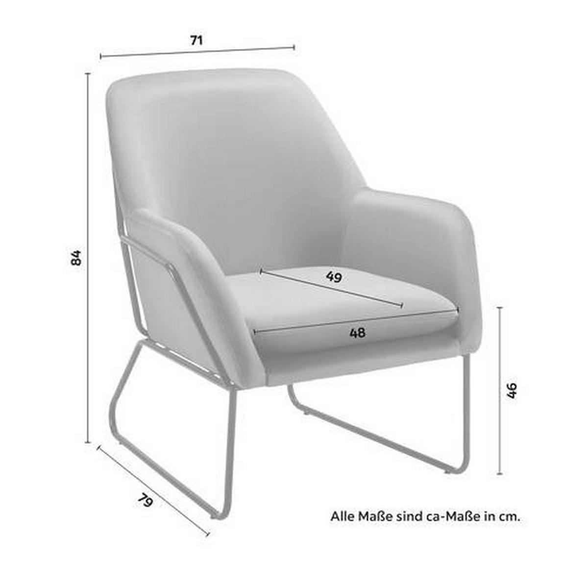 Sessel Kezia Dunkelgrau Samt - Dunkelgrau/Schwarz, MODERN, Textil/Metall (71/84/79cm) - Bessagi Home
