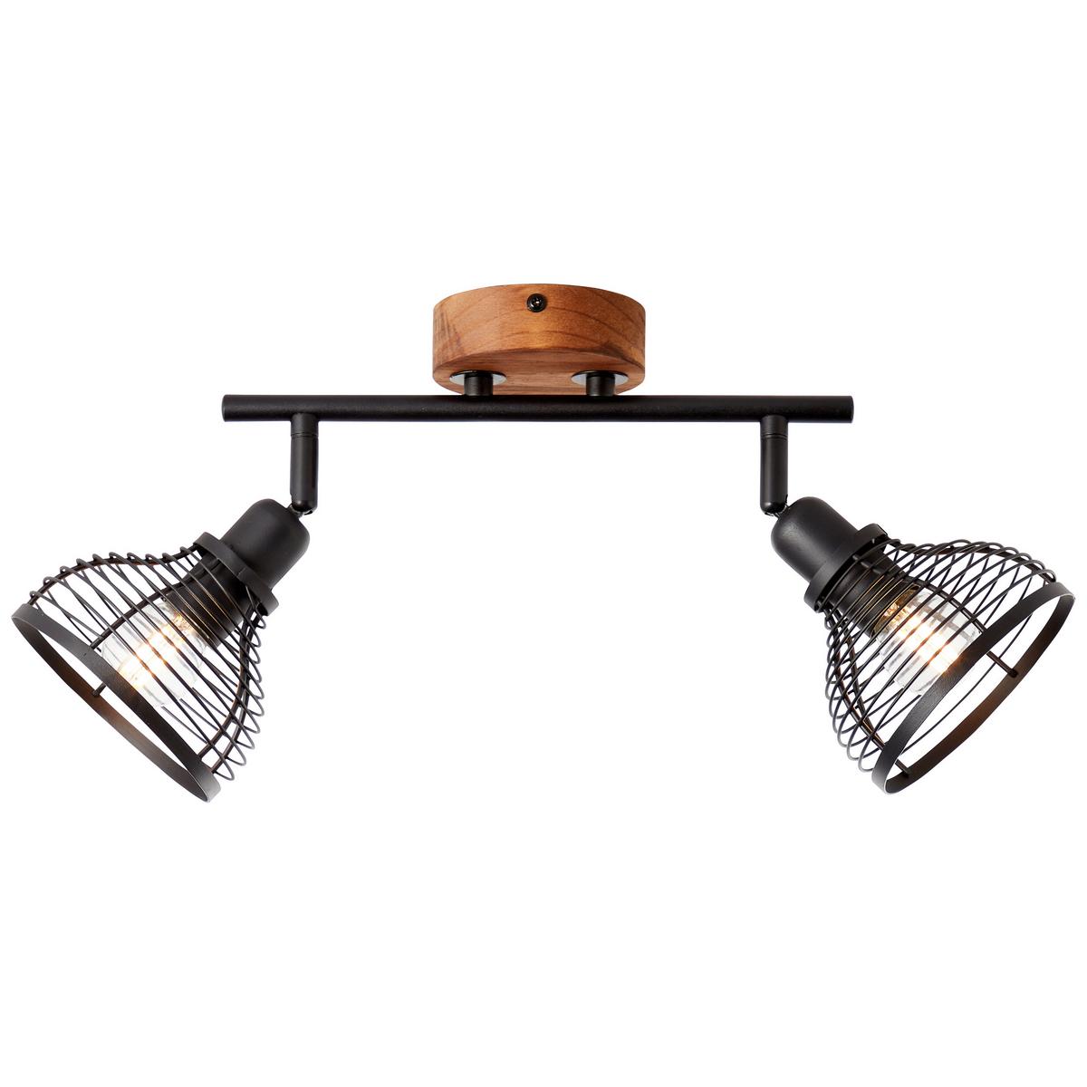Strahler Avia Braun/Schwarz max. 40 Watt - Schwarz/Braun, Natur, Holz/Metall (16,5/33/17cm) - Brilliant