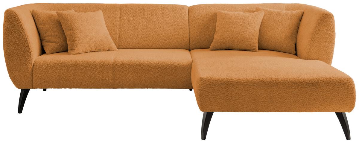 Wohnlandschaft Colori Goldfarben Bouclé - Goldfarben/Schwarz, MODERN, Holz/Textil (264/160cm) - MID.YOU