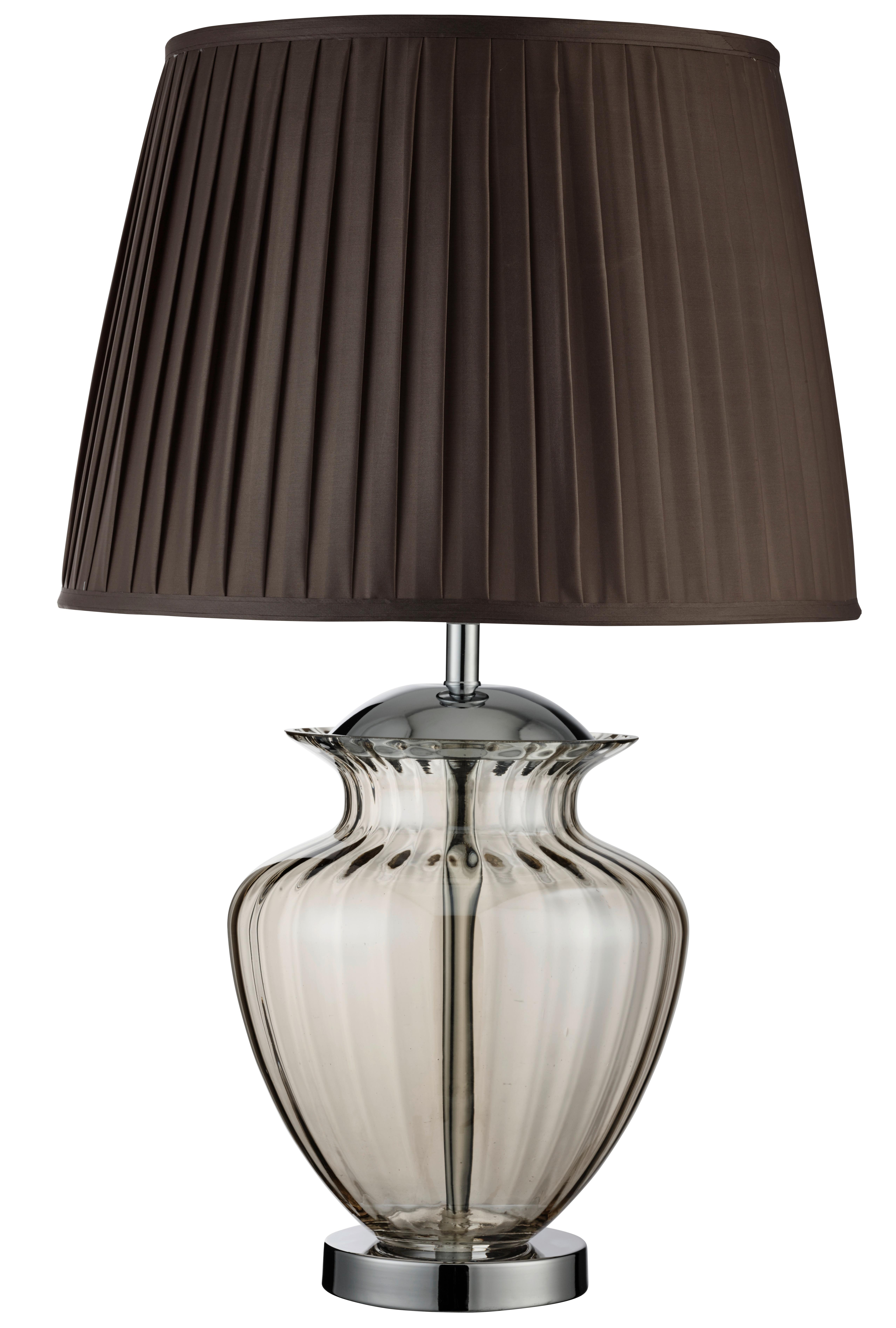 Asztali Lámpa Elina Eu8531am - krómszínű/barna, Konventionell, üveg/textil (42/69cm)