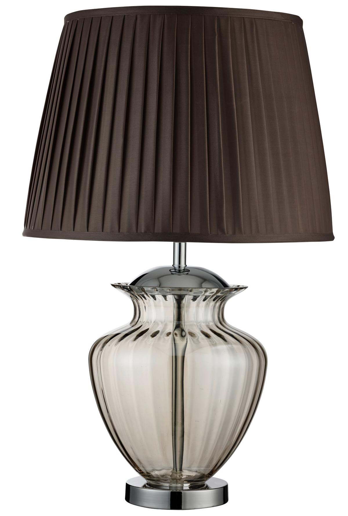 Asztali Lámpa Elina Eu8531am - krómszínű/barna, Konventionell, üveg/textil (42/69cm)