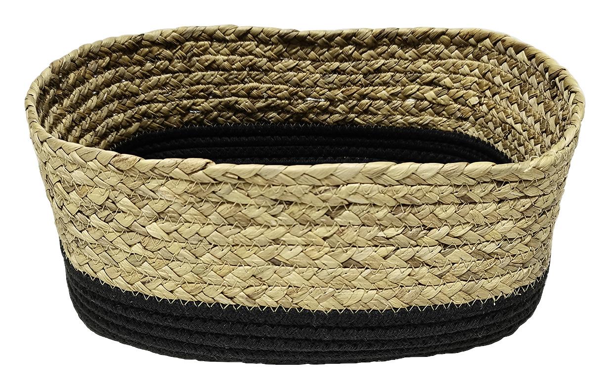 Korb Theresa in Natur/Schwarz - Schwarz/Naturfarben, LIFESTYLE, Naturmaterialien (32/14/22cm) - Zandiara
