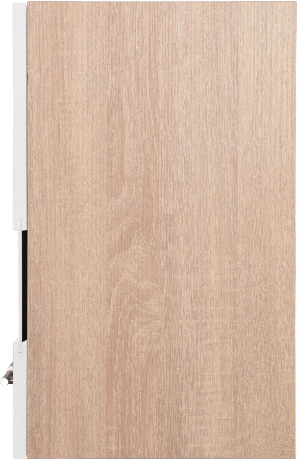 Kuhinjska Zgornja Omarica Merle, Barva Hrasta, Bela - srebrne barve/barve hrasta, Basics, kovina/steklo (100/56,1/34,6cm) - Respekta