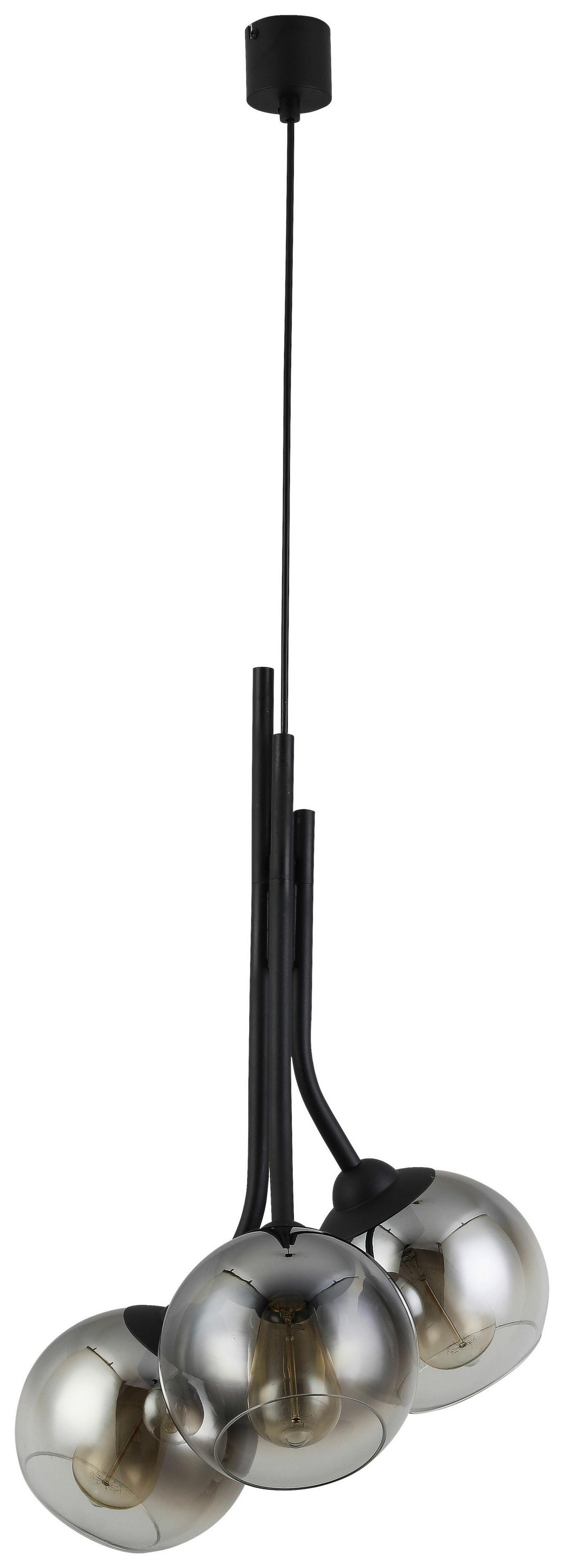 Függőlámpa Kian - fekete, Modern, műanyag/Üveg (40/120cm) - Visiona