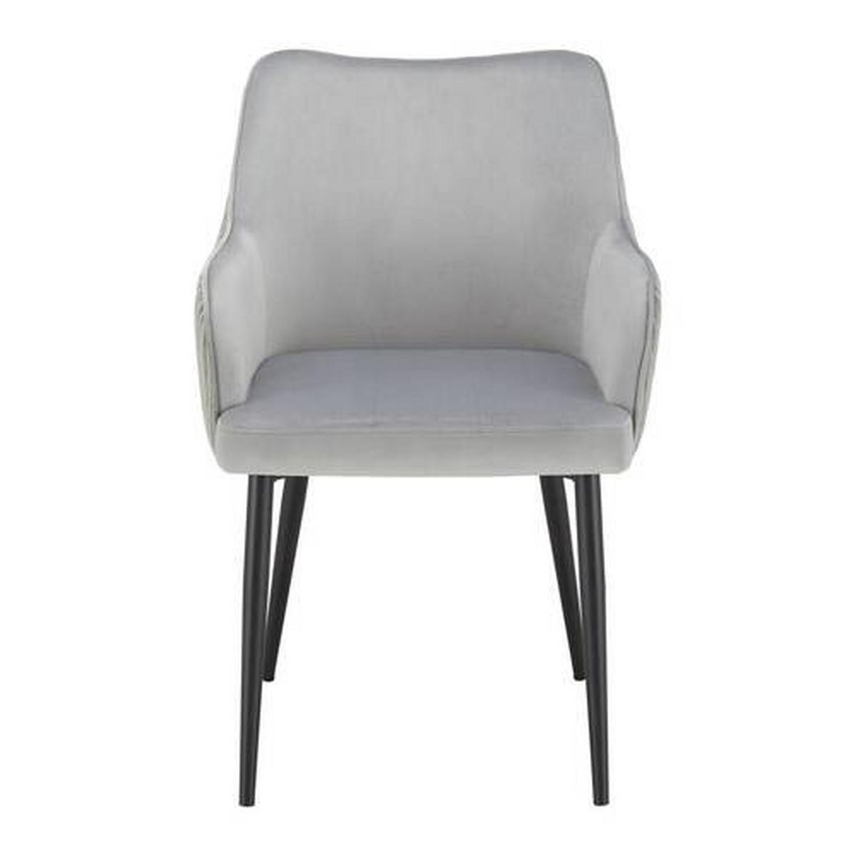 Armlehnstuhl Caria Hellgrau Samt Gepolstert - Hellgrau/Schwarz, MODERN, Holz/Textil (57/89/60cm) - Bessagi Home
