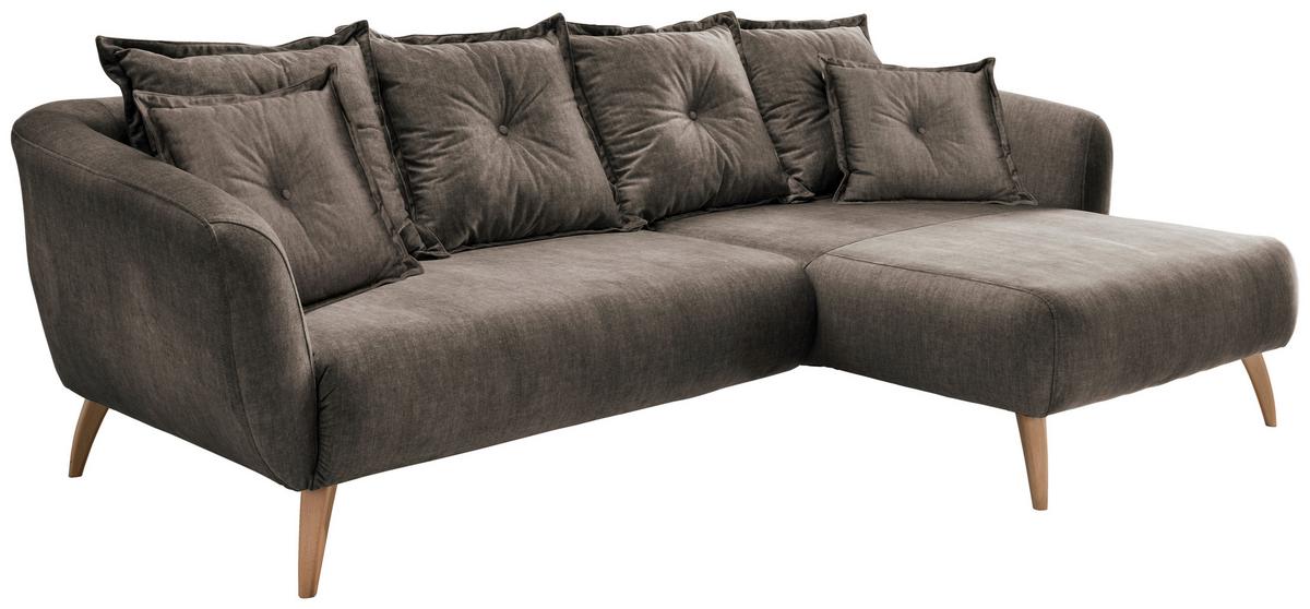 Wohnlandschaft Baggio Braun Velours - Buchefarben/Braun, MODERN, Holz/Textil (277/94/162cm) - Livetastic