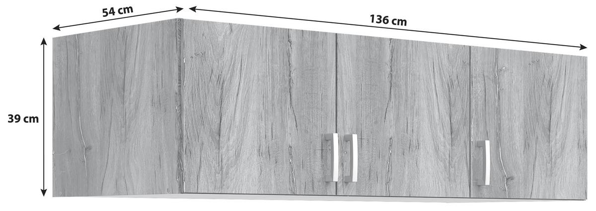 Nastavak Ormara Brando 3 - srebrne boje/boje hrasta, Konvencionalno, drvni materijal/plastika (136/39/54cm)