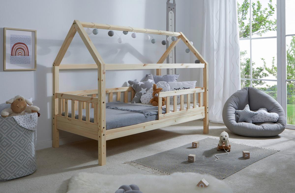 Hausbett Kay ca. 80x160 cm Kiefer Natur - Naturfarben, MODERN, Holz/Textil (80/160cm) - MID.YOU