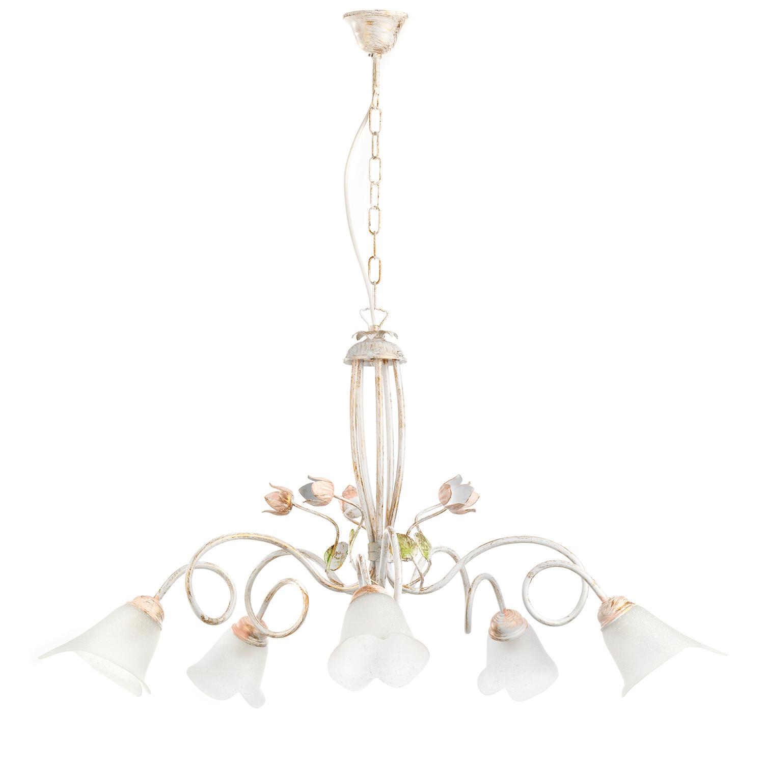 Kronleuchter Wilma Grün/Weiß/Pink max. 6 Watt - Pink/Weiß, KONVENTIONELL, Glas/Metall (80/90cm)