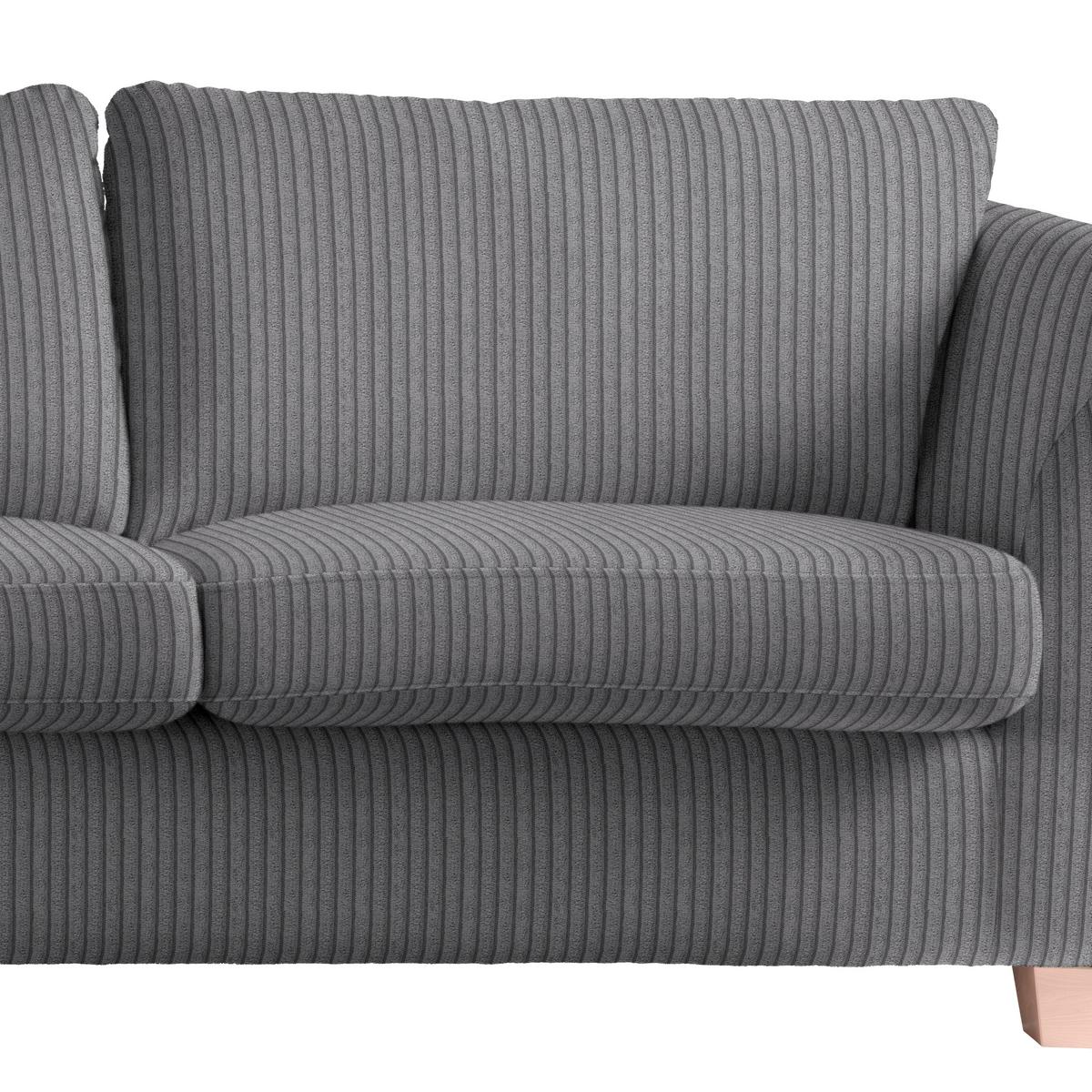 3-Sitzer-Sofa Devado Dunkelgrau Cord - Dunkelgrau/Naturfarben, Holz/Textil (216/70-85/95cm) - Mömax