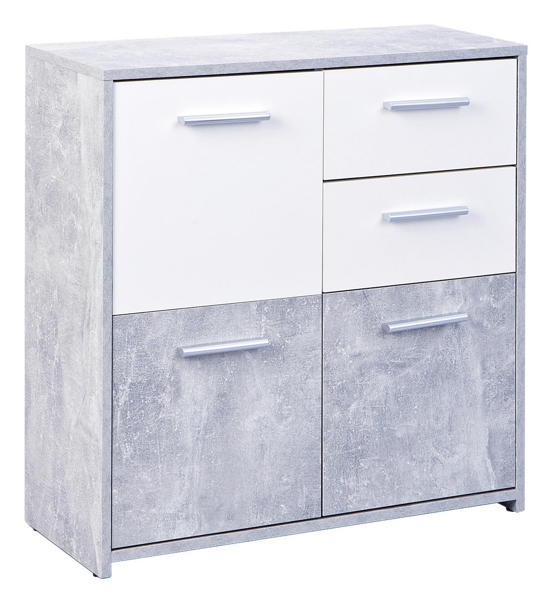 Kommode "Nicolus" , grau, weiß - Hellgrau/Alufarben, Basics, Holzwerkstoff/Kunststoff (77/77/30cm) - MID.YOU