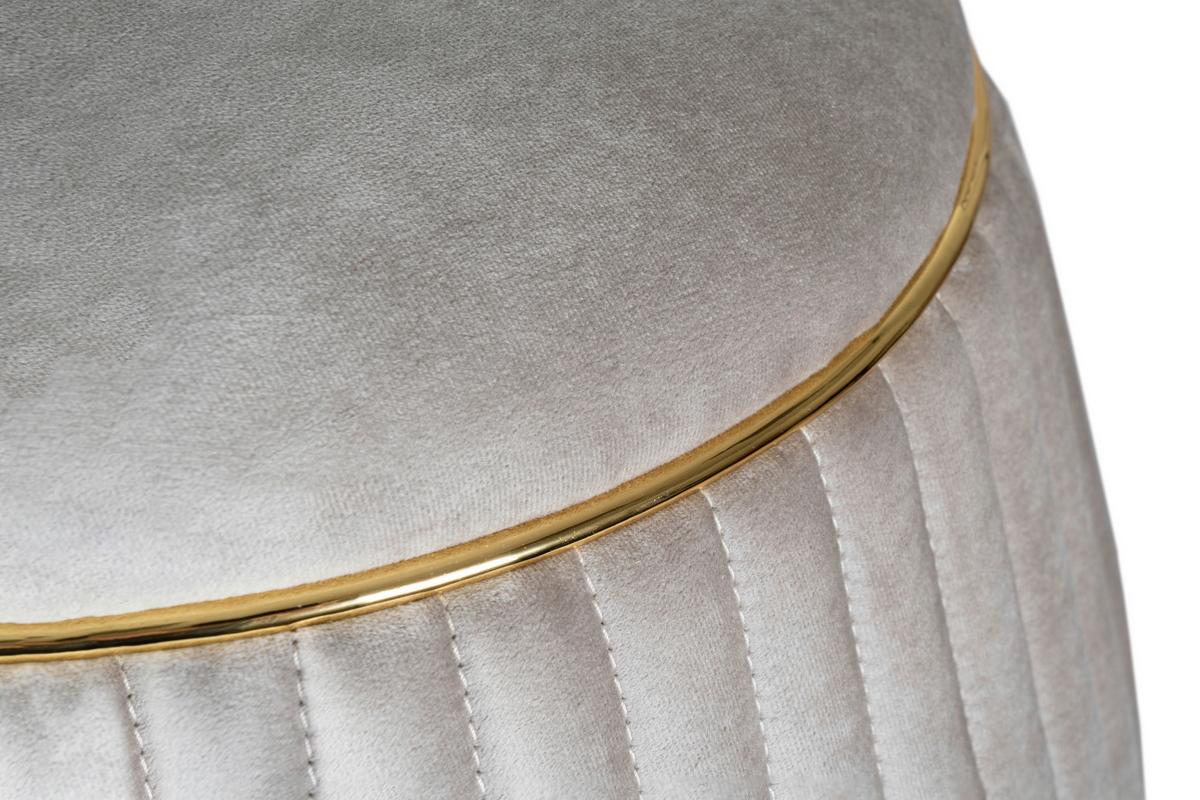 HOCKER DORIC 225 - Taupe/Goldfarben, Design, Textil (51,5/53cm) - Kayoom