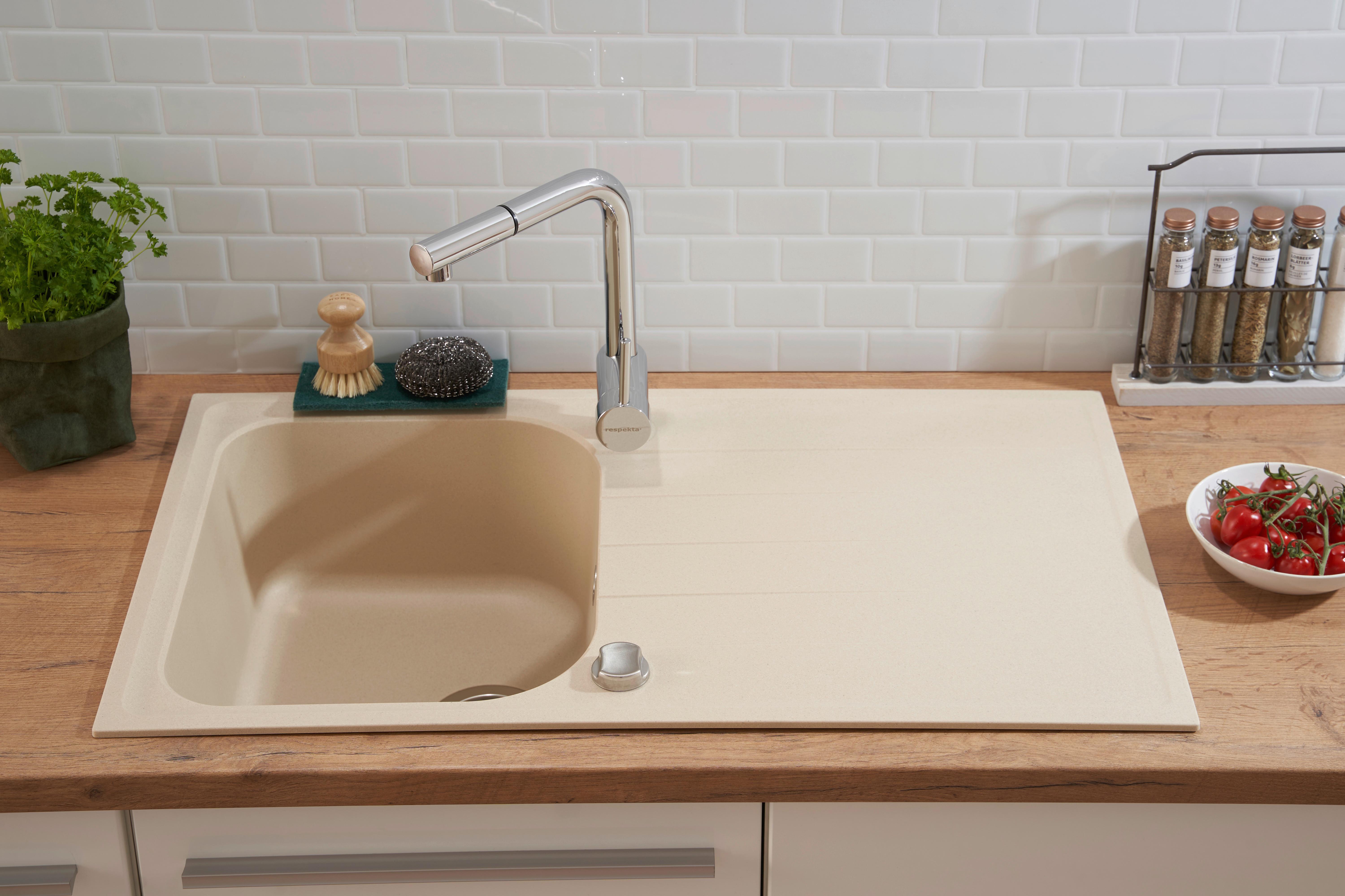 Granitspüle Orlando ca. 86x20,9x50 cm - Beige, Trend, Stein (86/20,9/50cm) - Respekta